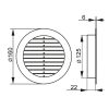 Műanyag szellőzőrács rovarhálóval SIEB 125 mm