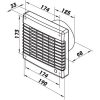 Fürdőszobai ventilátor automata zsaluval, időzítővel és húzó kapcsolóval 125 LVLZ