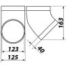 Műanyag könyök idom légcsatornához 45 fok 125 mm