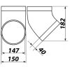Műanyag könyök idom légcsatornához 45 fok 150 mm