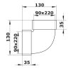 Függőleges könyök 90° 220x90mm